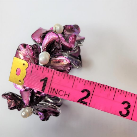 Dark Purple Pearl Adjustable Cuff Bangle Bracelet- NEW - Picture 13 of 13